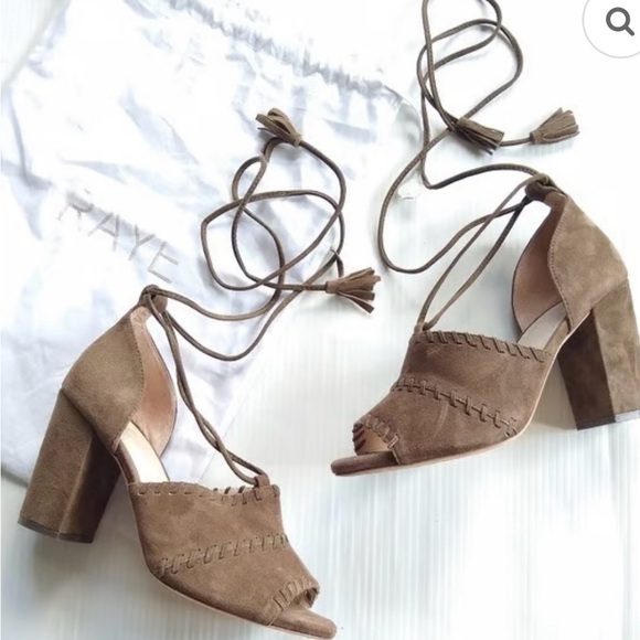 RAYE Tan Suede Lace-Up Heels New Without Tags
